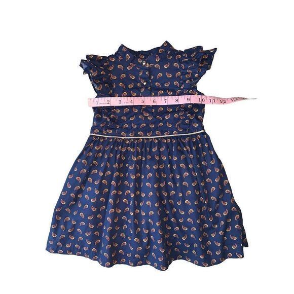 Janie & Jack Toddler Girl Navy Blue Ruffled Paisley Dress - Picture 9 of 11